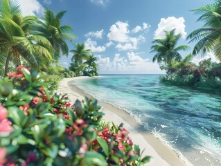 Tropical island , Vivid Ocean, Happy Natural , Blue and Green Sea, Ocean life, 