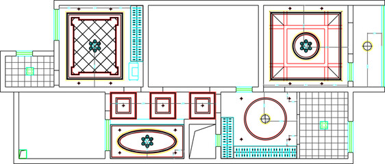 Roof ceiling plan architectural engineering drawing design vector illustration sketch