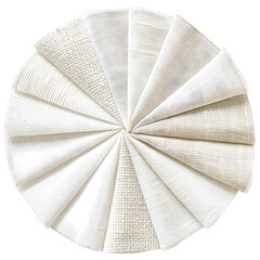 Blank white twisted fabric material mock up isolated on white background