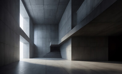 empty space of concrete construction, abstract, modern architectural space