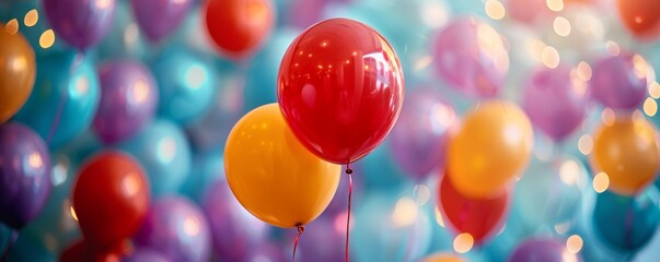 Colorful balloons floating in the air