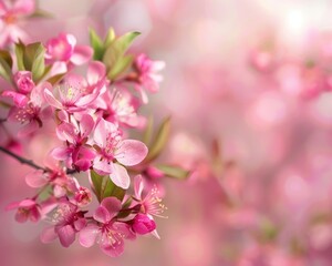 Obraz premium Background With Flowers. Pink Blossom Border on Spring Nature