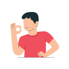 Ok gesture, agree to something and express agreement, Body language agrees concept illustration