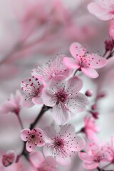 Obraz premium Spring White. Sakura Cherry Blossom Tree in Pink and White, Nature's Beauty in Spring