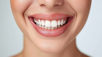 Obraz premium Perfect healthy teeth smile of a woman isolated on a white background.