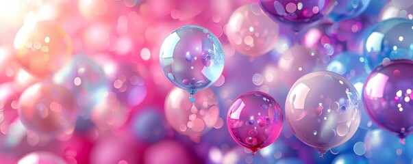 A colorful balloon background with pink