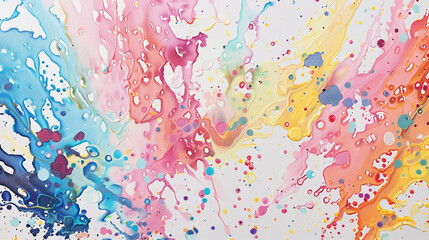 A mix of bright and pastel colors, splashed together randomly, creating a fun and lively abstract background on a white canvas.
