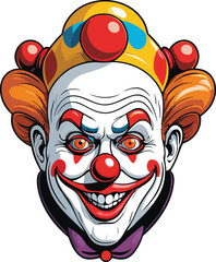 Vector illustration of a creepy clown face