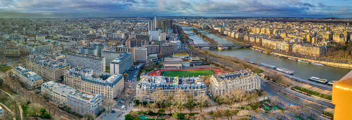 Prodigious Magnificent Picturesque Paris City in France as Panoramic View From Eiffel Tower and Avenue Des Champs Elysees.