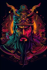 Fototapeta premium Valiant Warrior of the East A Mythical Samurai Shines in Vibrant Esports
