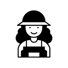 female farmer icon. black fill icon