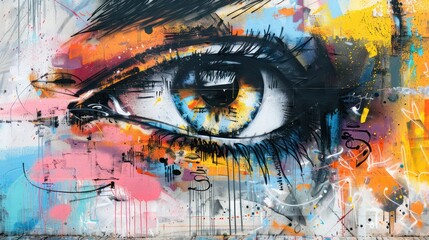 modern streetart graphiti spray art of an eye