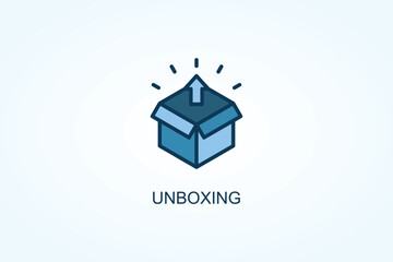 Unboxing vector  or logo sign symbol illustration