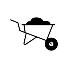 wheelbarrow icon. black fill icon