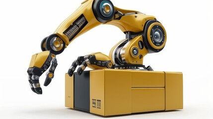 Factory robot. Automated hand. 3D illustration