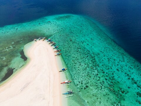 Aerial view of Mantigue Island, Camiguin in the Philippines