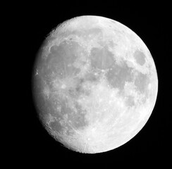 Stunning view of the large gray moon captured in a black sky