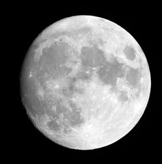 Stunning view of the large gray moon captured in a black sky