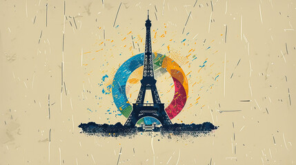 Elegance in Simplicity: Minimalist Eiffel Tower Logo Illustration