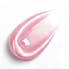 Pink smear of acryl gel, glossy pink nail polish isolated on white