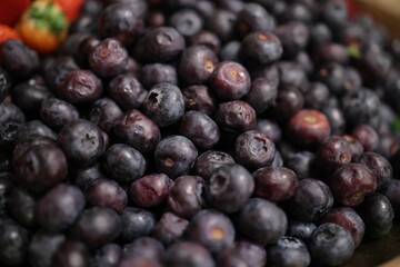 Closeup shot of a heap of ripe blueberries