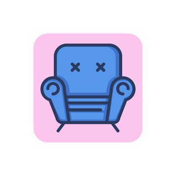 Armchair line icon. Soft chair, couch, lounge outline sign. Home interior, furniture, sitting concept. Vector illustration, symbol element for web design and apps