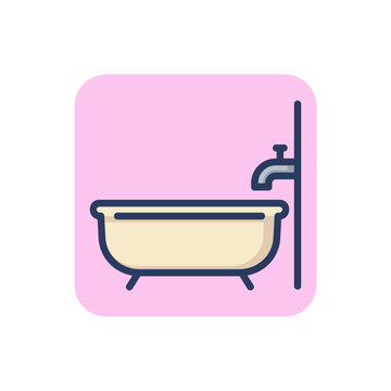 Bath and tap line icon. Bathroom, water, cleaning outline sign. Plumbing and equipment concept. Vector illustration for web design and apps