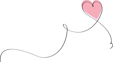 One line art heart drawing. Love concept. Hand drawn vector line art design.