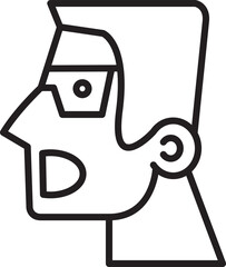 Amazed Face Avatar Line Art
