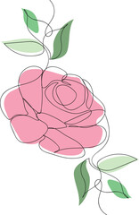 Rose one line art design. hand drawn illustration.