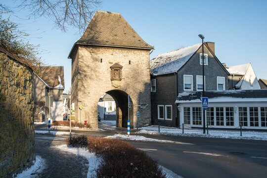 Derkerer Tor a landmark of Brilon on a sunny winter's day.