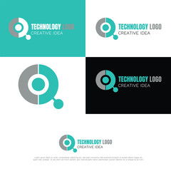 Technology abstract dot connection cross vector logo icon circle logotype