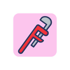 Pipe wrench line icon. Service, spanner, tube outline sign. Plumbing and equipment concept. Vector illustration for web design and apps