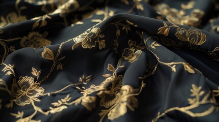 Black cloth adorned with floral shapes