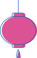 Pink lantern in printing style