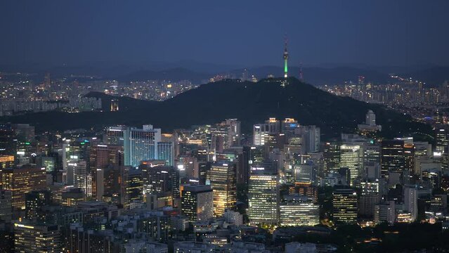 인왕산에서 본 남산방면 부터 경복궁까지 패닝샷 서울 야경