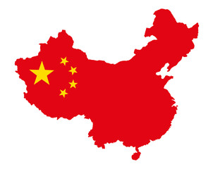 China in national flag colors. Map illustration of Asian country.