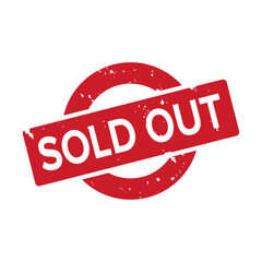 Sold out stamp with grunge style on white background