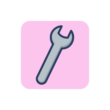 Wrench line icon. Repair, metal, spanner outline sign. Plumbing and equipment concept. Vector illustration, symbol element for web design and apps