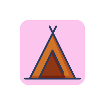 Wigwam line icon. Tent, shelter, hut outline sign. Camping, adventure, outdoor activity concept. Vector illustration, symbol element for web design and apps