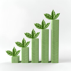 green, rising, development, green or sustainable growth bar chart