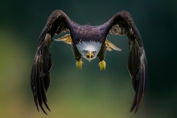 Majestic eagle is gliding majestically across the sky with its wings outstretched