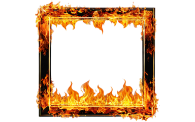 burning photo frame on a transparent background, mockup, space for text