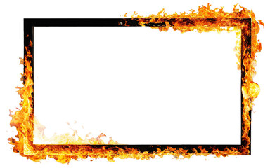 burning photo frame on a transparent background, mockup, space for text