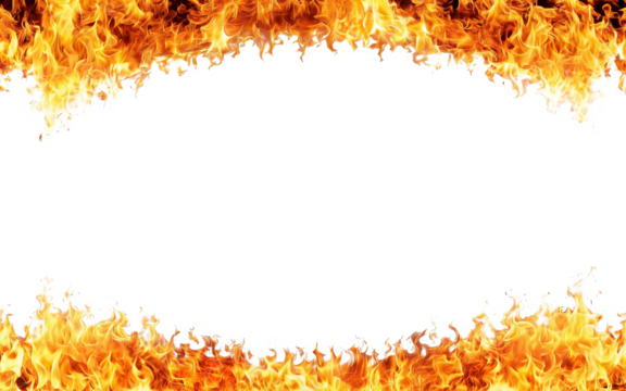 burning frame on a transparent background, mockup, space for text