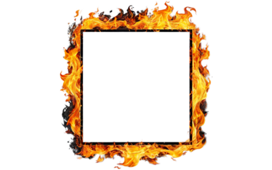 burning photo frame on a transparent background, mockup, space for text