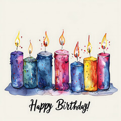 candles in a row minimalist birthday card with the text Happy Birthday