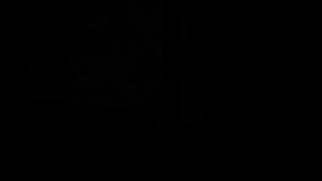 Strong lightning outside the window. Thunder and lightning outside the window. Storm with lightning