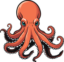 Vector of an octopus with tentacles against a white background