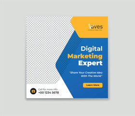 Obraz premium Corporate Business digital marketing Expert Social Media Post banner Template for web template, Magazine, flyer, cover, banner sets template. Digital marketing Agency banner.